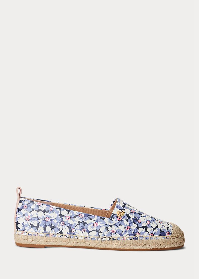 Sandalias Lauren Mujer Cameryn Iii Floral Cuero Espadrille Chile Azules VRXYD-5683